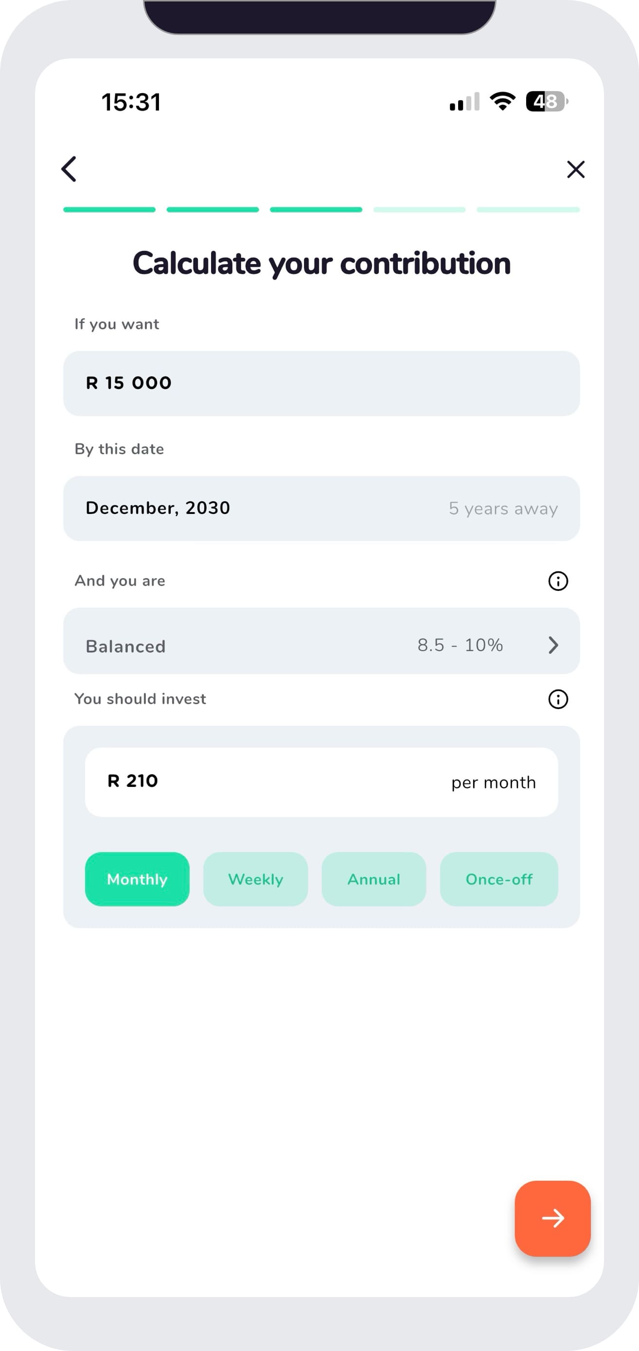 Setting savings target or regular saving