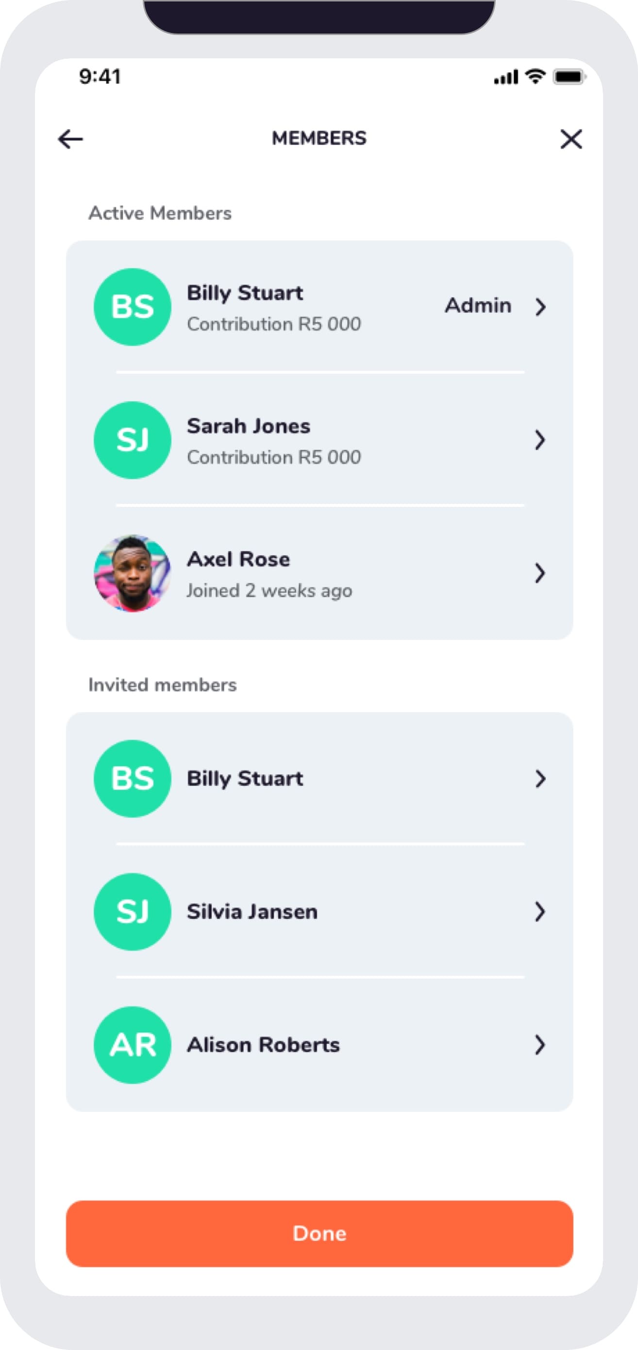 Shared goal showing investment progress