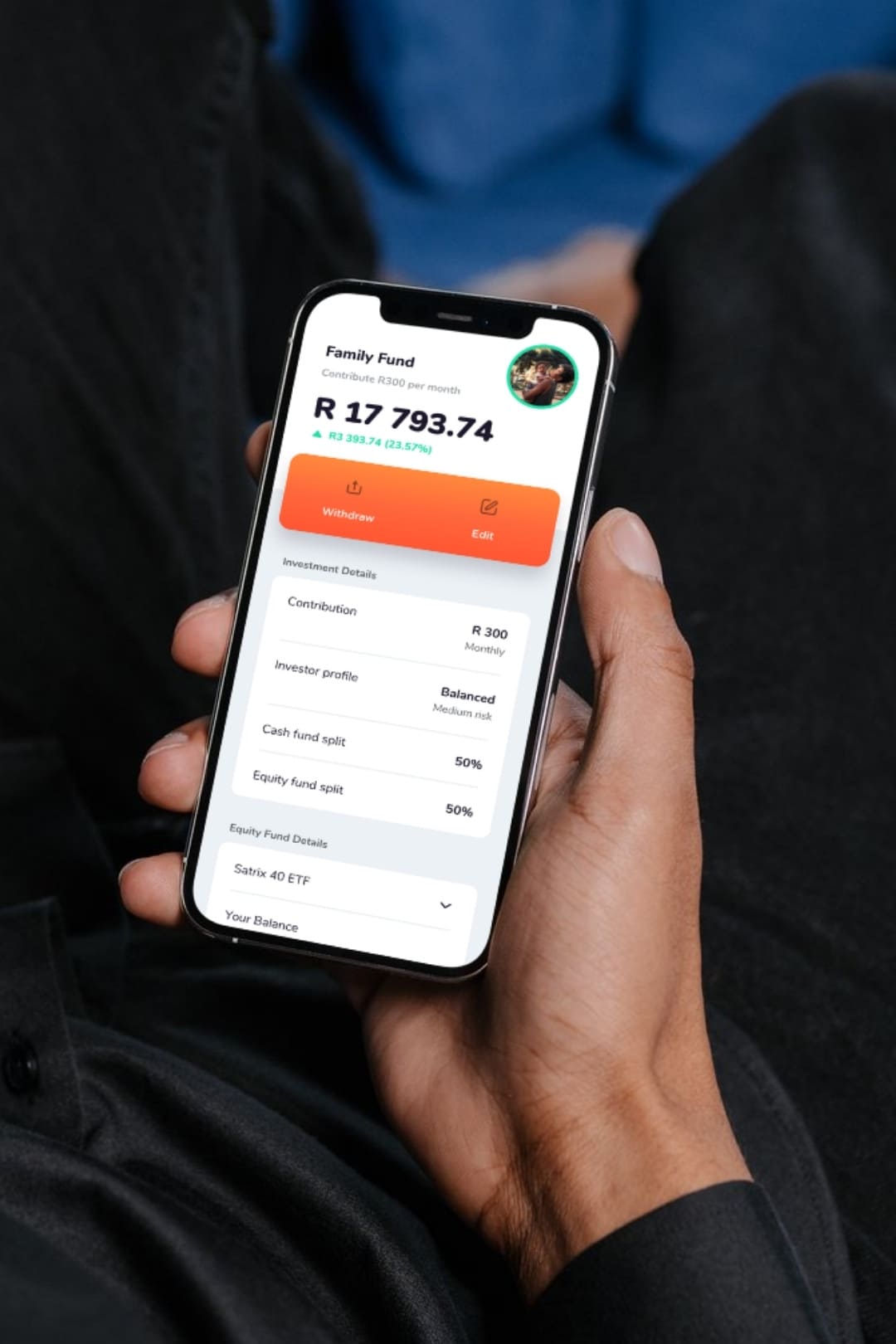 A man looking at his franc app dashboard