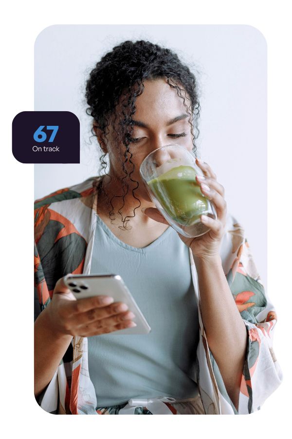 Young women checking her wealth score