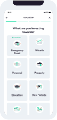 Screenshot of goal category selection in Franc app